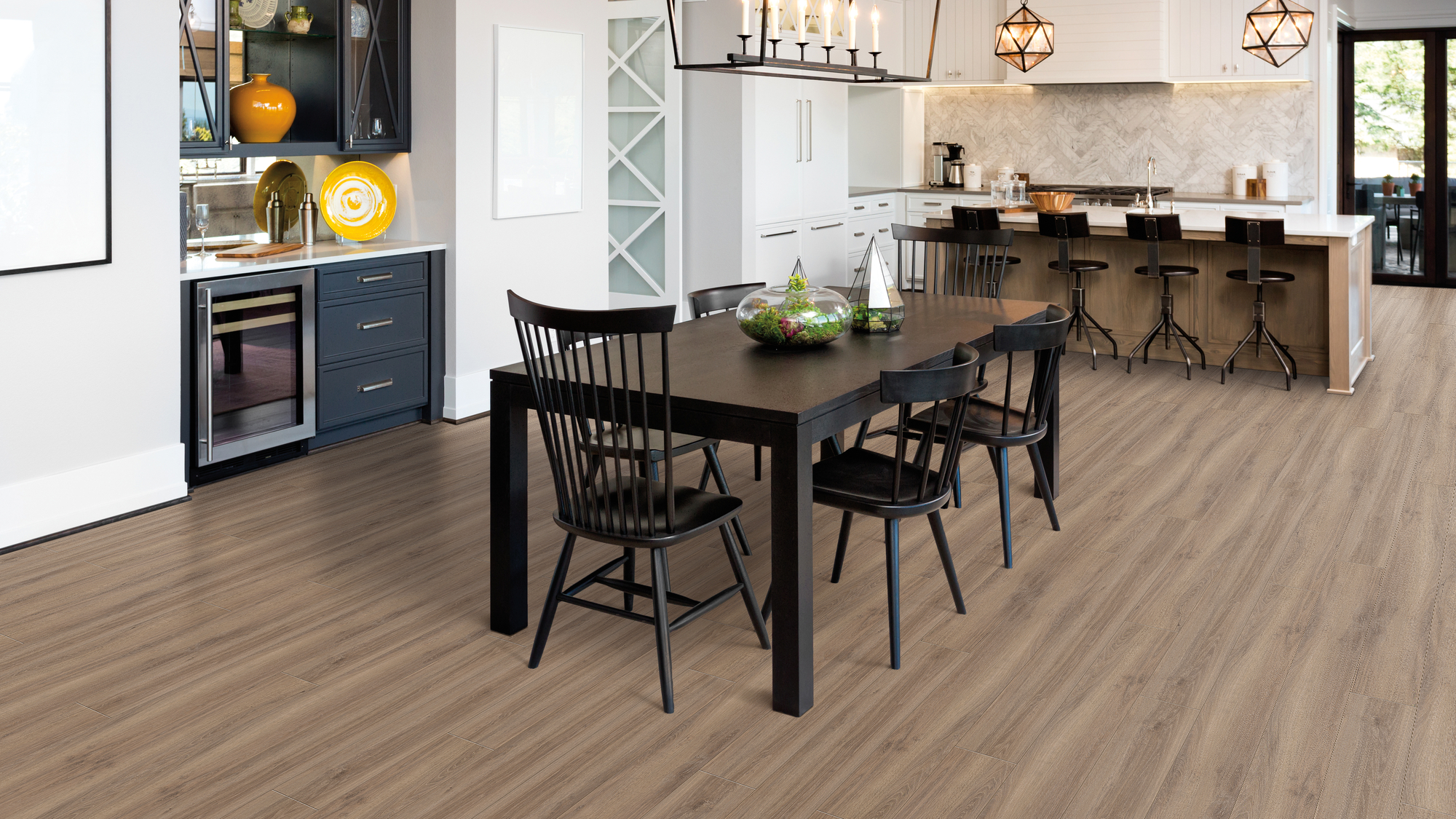 luxury vinyl tile flooring in a dining room